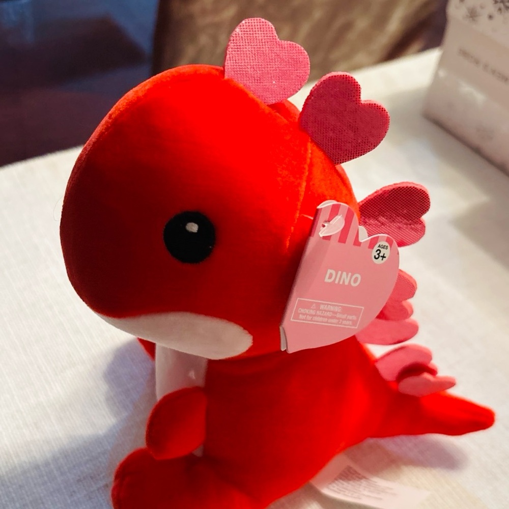 Red Dino Plush Stuffed Animal Small 6-14" Heart Spikes Ages 3+